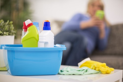 Charity donation and reuse concept connected to carpet cleaning waste reduction